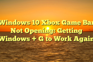 Windows 10 Xbox Game Bar Not Opening: Getting Windows + G to Work Again